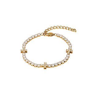 新款满钻锆石网球手链男女款轻奢高级感情侣手链女ins风钻石手饰