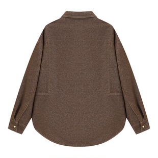 百家好早春新款复古老钱风牛仔衬衫女高级气质感拼接纽扣外套上衣