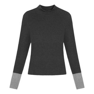 pusumede 撞色半高领针织衫上衣女秋冬修身显瘦设计感内搭打底衫