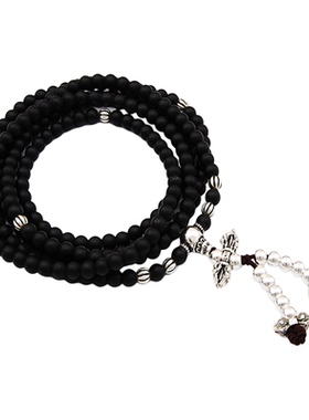 天然黑玛瑙佛珠手链女款