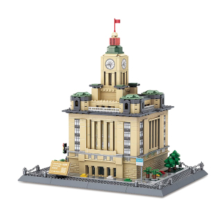 万格 海关大楼小颗粒积木拼装模型上海外滩地标益智拼搭礼物