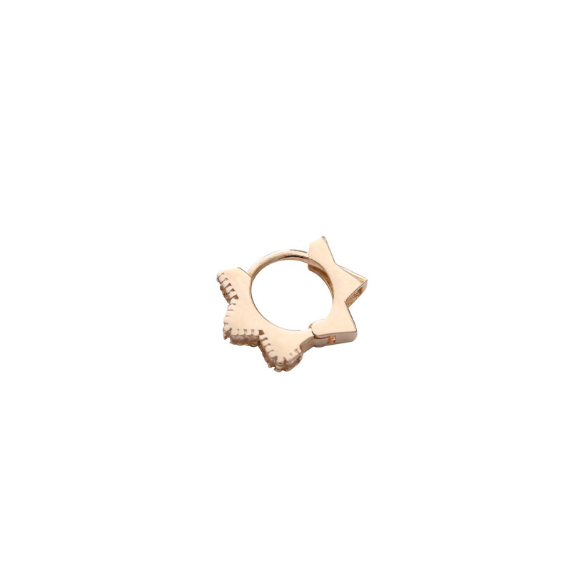14k金迷你小圈五角星耳骨环