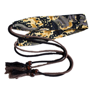 古怪鱼原创中国风黑金海浪棉麻古风吸汗发带抹额头巾脏辫神器头绳