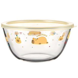 双枪卡皮带盖和面盆家用烘焙发面玻璃盆耐高温盆子揉面垫打蛋碗盆