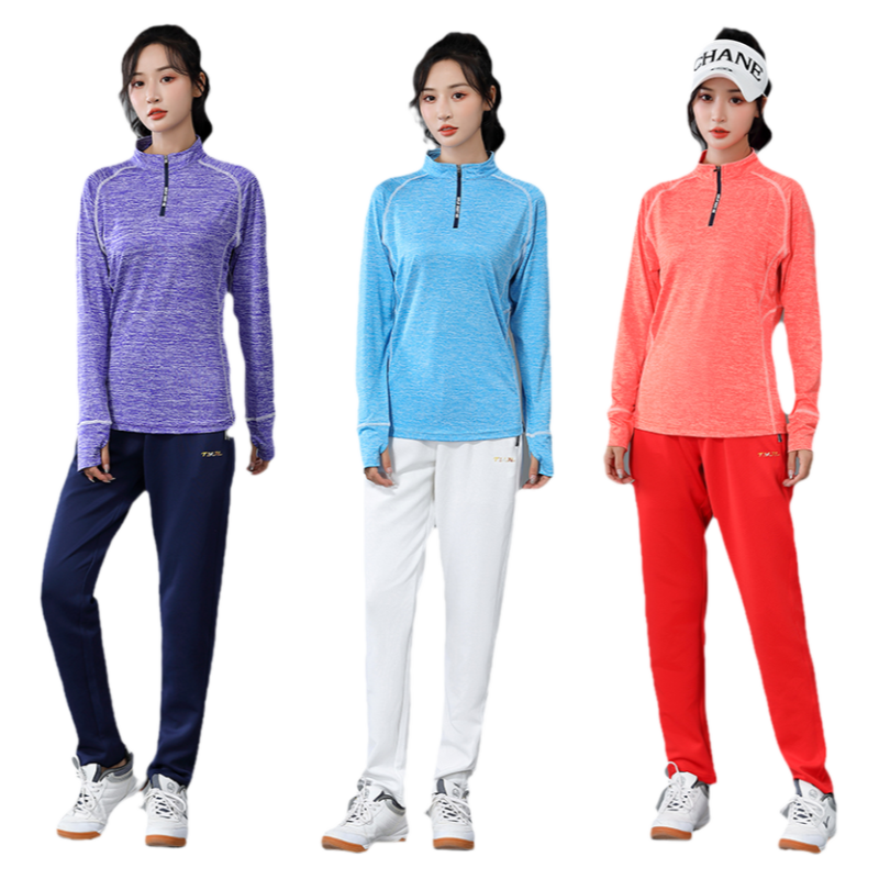 春秋长袖羽毛球服女速干跑步队服
