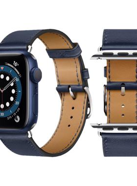 适用于applewatch6表带真皮苹果手表带iwatch6/2/3/4代5创意se爱马仕风格单圈男女潮腕带44/38mm40mm42mm新款