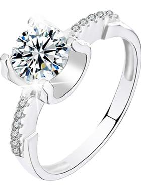 正品女S925银戒指莫桑钻求婚结婚