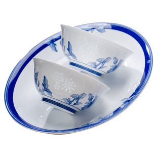 富玉陶瓷景德镇青花玲珑瓷餐具套装2025新款家用碗碟碗盘乔迁送礼