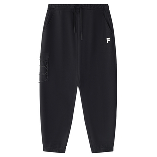 FILA FUSION斐乐潮牌针织长裤女2024冬季新款时尚休闲纯棉收口裤