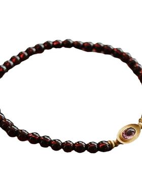 紫牙乌石榴石元宝手链女款