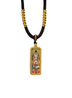 九华山文创正品本命尊者窄唐卡项链藏式吊坠钛钢东方风