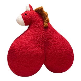 新年屁屁马抱枕拍马屁玩偶2026马年吉祥物沙发靠枕靠垫年会礼品