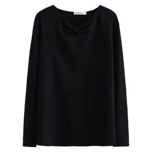 黑色打底衫女上衣春季新款大码女装胖mm宽松显瘦休闲镂空长袖T恤