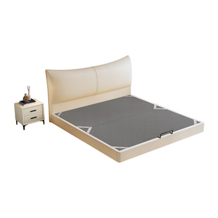 全实木悬浮床小户型薄床头齐边床可定制任意尺寸软靠排骨架床架