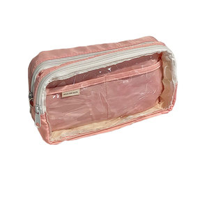 痛包笔袋送吧唧透明笔袋可放吧唧小卡大容量夹痛层可以放谷子的文具盒收纳二次元风糖果蓝色高颜值ins风女士