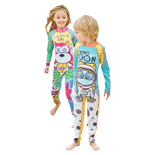 潮酷儿童泳衣男童女童小中大童长袖长裤沙滩防晒潜水冲浪服水母衣