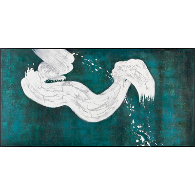 抽象风裂纹肌理画绿色客厅背景墙