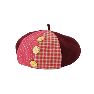 本守造原创手工手作拼接贝雷帽日本日系秋冬ca4la风毛呢保暖0