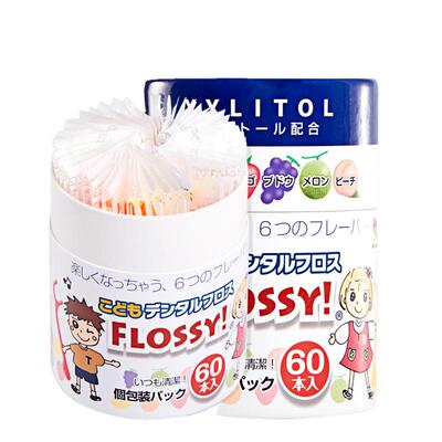 日本flossy儿童水果味超细牙线棒