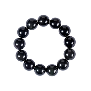 天然冰种黑曜石散珠水晶手串手链串珠diy黑色珠子配貔貅配饰配件