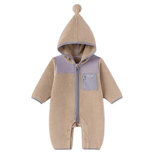 【清仓】babylove婴儿连体衣秋冬季奥粒绒防风哈衣宝宝连帽外出服