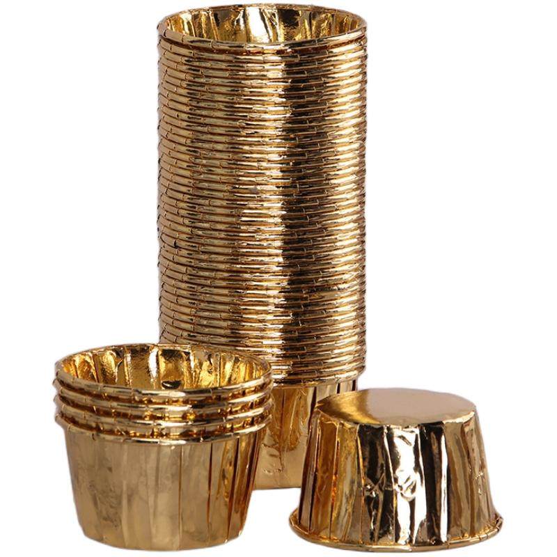 金色小号耐高温蛋糕纸杯麦芬烘焙工具耐烤马芬纸杯子礼帽纸托卷边