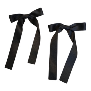 小红书同款麻花辫发饰蝴蝶结双马尾黑色长飘带女发夹双边甜美头饰