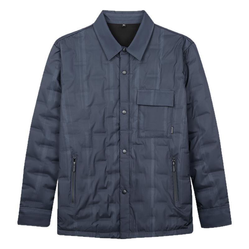 才子衬衫羽绒服男2025冬季新款内里加绒保暖休闲翻领短款轻便外套
