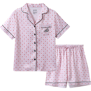 tutuanna睡衣女士夏季2026新款冰丝凉感丝绸缎面短袖家居服套装