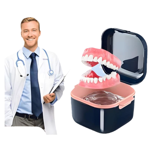 德国假牙收纳盒老人便携式食品级义齿清洁牙套清洗保持器收纳盒子
