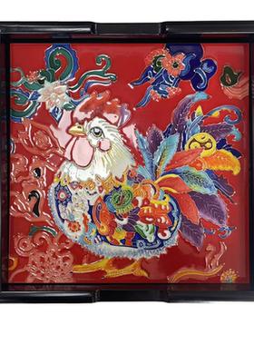 33*33双面黑胡桃色客厅装饰老榆木实木收纳盘摆件