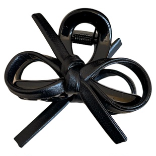 皮质蝴蝶结碎发抓夹女高级感半扎发鲨鱼夹子发夹发饰2026新款发卡