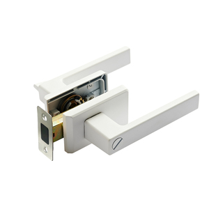 卫生间门锁长虹玻璃门锁静音铝合金门把手磁吸白色浴室锁厕所门锁