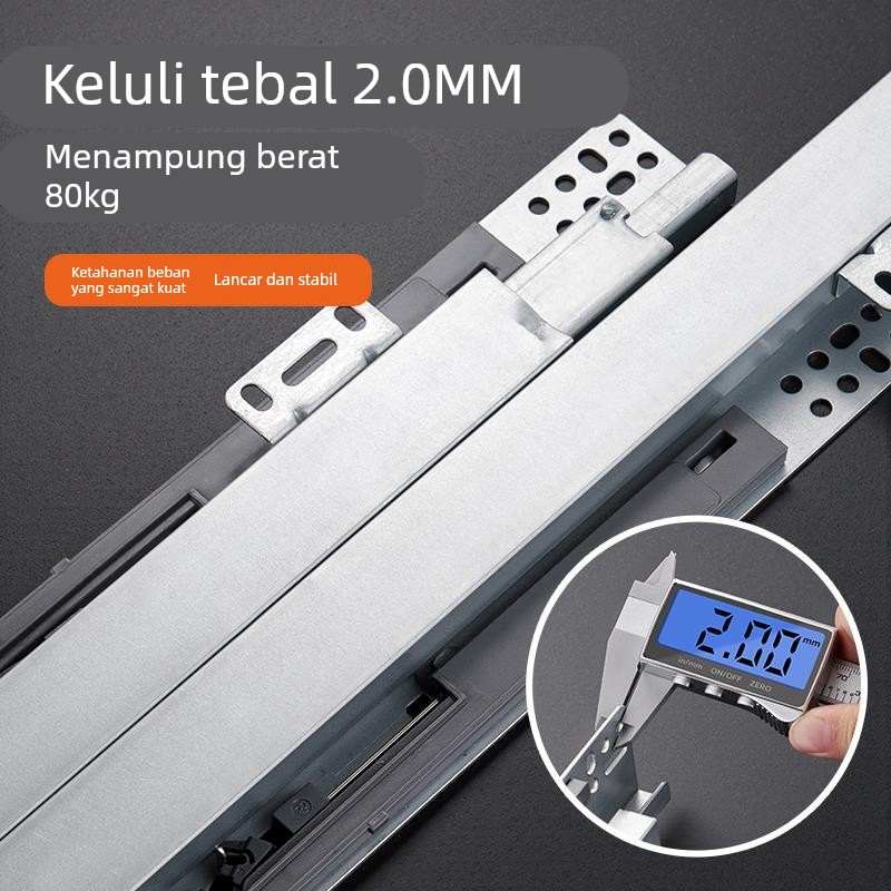 底装滑轨托底抽屉导轨珠宝柜烟酒展示柜层板阻尼缓冲三节反弹轨道