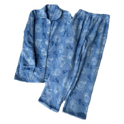 小翻领前扣长袖长裤珊瑚绒家居服