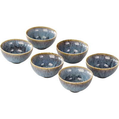 天目釉窑变手工拉丝小茶杯