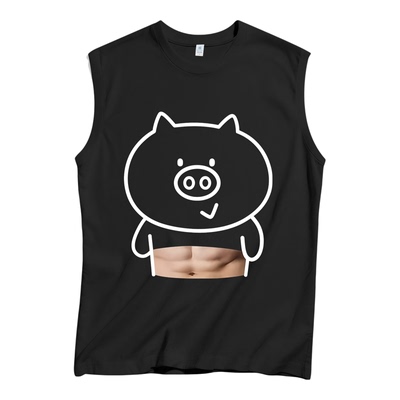 两2元88vip商品小猪男士无袖男t恤纯棉训练运动健身背心男款打底