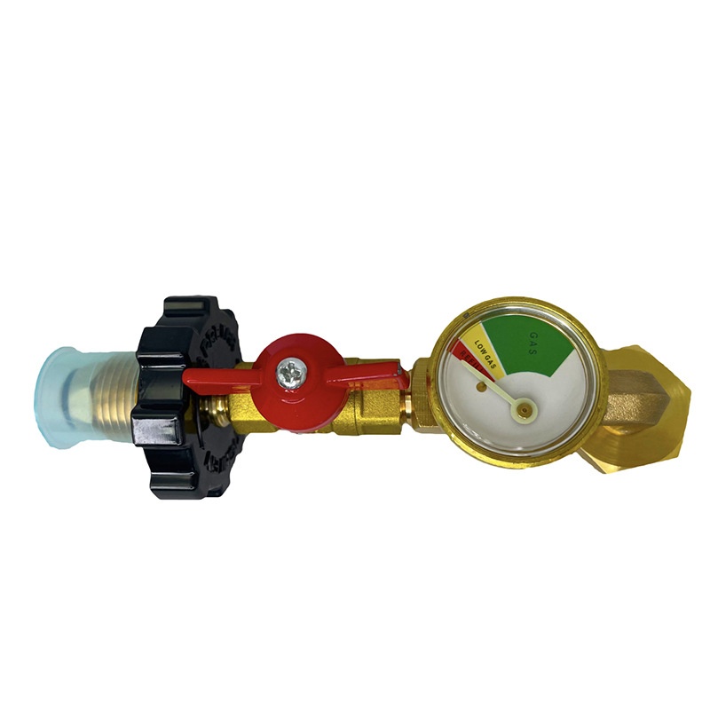 北美户外POL丙烷转换接头野营气罐接头黄铜带表充气接接头