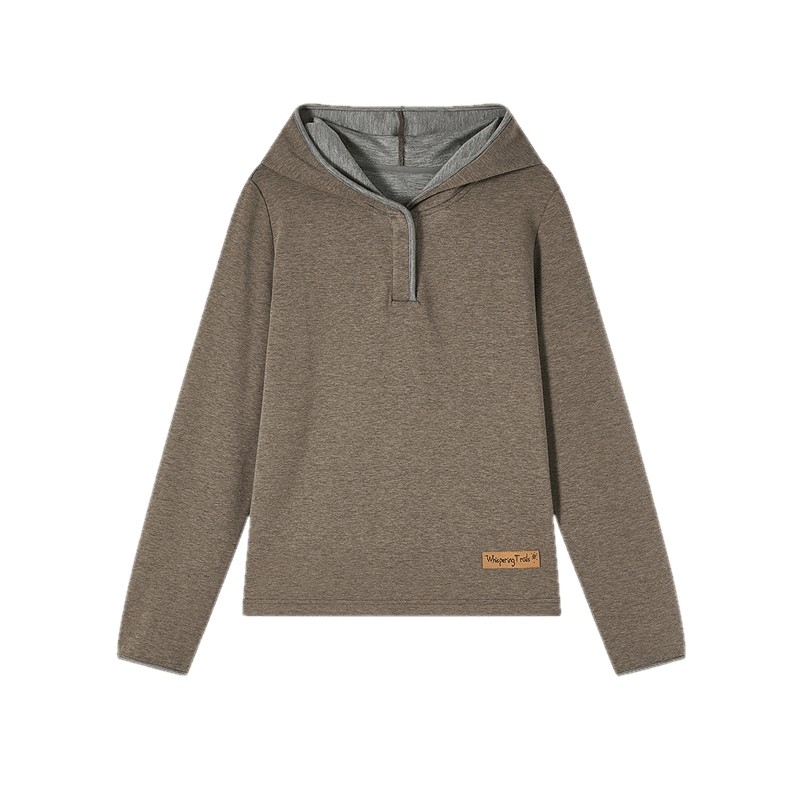 飞鸟和新酒美拉德穿搭风针织连帽长袖T恤女2025冬季新款休闲上衣