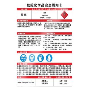 稀释剂安全周知卡MSDS危险化学品安全周知卡仓库警示牌告示牌职业危害告知卡标志技术说明书危化品标识标签r