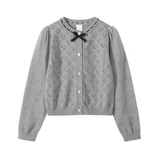 植木童装【miu系学院风 】女童毛衣儿童开衫上衣圆领2026年春新款