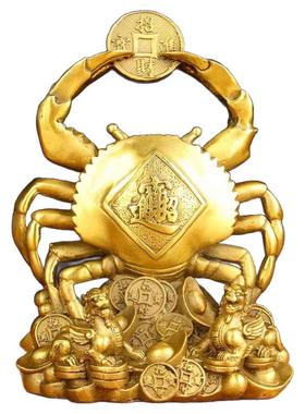 铜金钱螃蟹摆件 八方来财螃蟹 将军螃蟹八爪发横财家居装饰工艺品