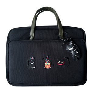 小众高级感厌世猫卡通贴布大容量托特笔记本电脑包16寸女加厚游戏本通勤收纳包适用拯救者y7000苹果Mac13.3寸