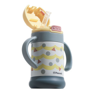 日本孔雀peacock儿童保温杯婴儿吸管杯学饮杯婴幼儿专用宝宝水杯