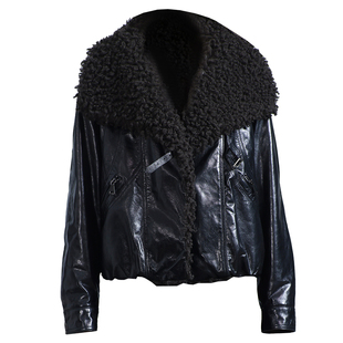 真皮羽绒服女2025冬羊毛领时尚海宁油蜡头层绵羊皮衣鹅绒大衣外套