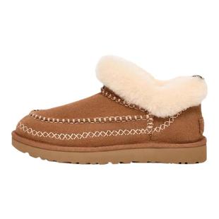 桑坡厚底雪地靴女冬季皮毛一体短筒保暖2024民族风新款阿尔派棉鞋