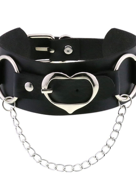 PU皮朋克风爱心项圈女