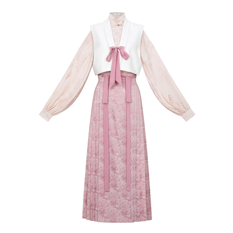 花朝记ｘ戏外南柯梦｜朱粉｜明制唐制汉服元素竖领衫唐背子马面裙