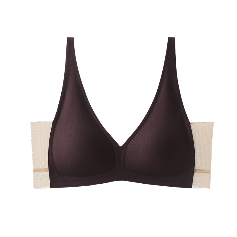 无痕内衣女薄款小胸舒适收副乳上托性感深v网纱拼接无钢圈文胸罩