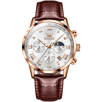 【明星同款】真皮表带夜光防水表